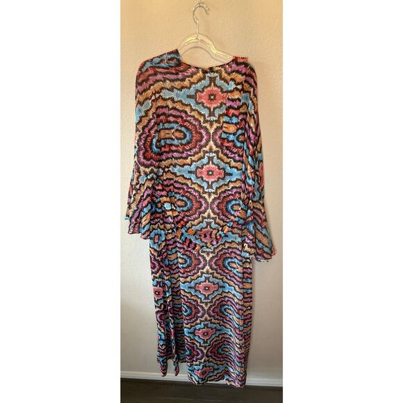 NWOT Andrea Iyamah Long Sleeve Chiffon Robe Swim Cover-Up Multi Women's Size S/M - Picture 4 of 5